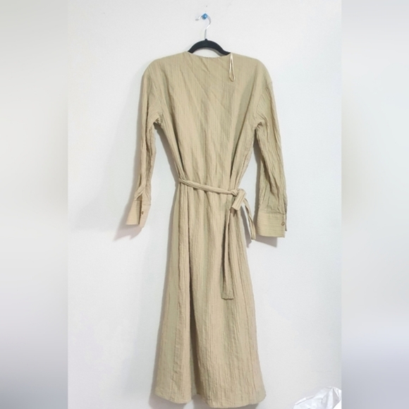 ZARA Dress Wrap Style Textured Midi Long Sleeve - Picture 14 of 15